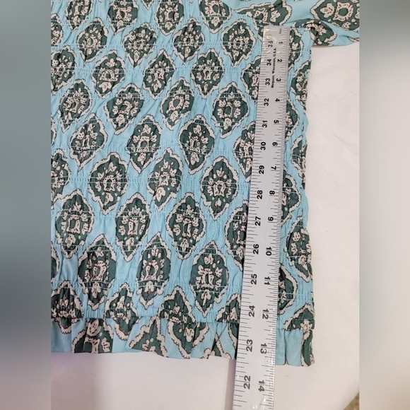 Maurices Plus Medallion Smocked Short Puff Sleeve Boho Crop Top Size XXL - Picture 3 of 11